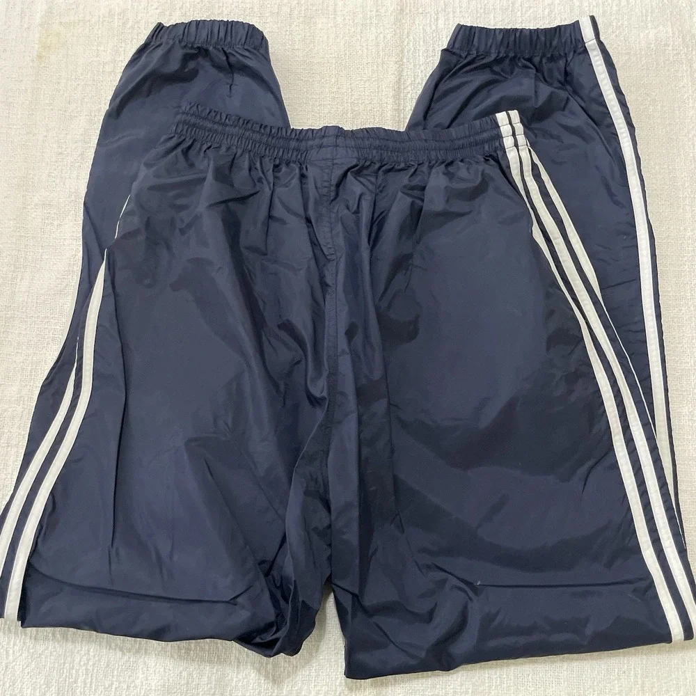 Vintage Adidas 90's Y2K Nylon Track Windbreaker Pants Men's Large Ankle Zip